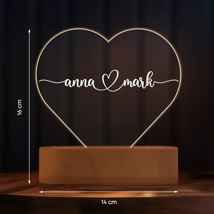 Gepersonaliseerd Op Maat Gemaakt Nachtlampje Hartje Liefde