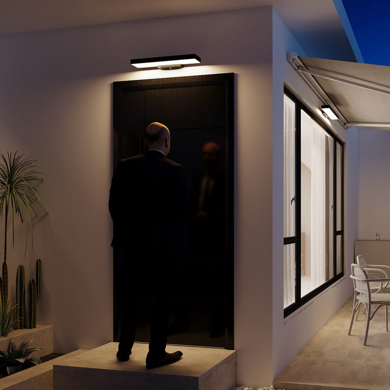 Moderne Minimalistische Rechthoekige Vlakke LED Sensor Buiten Waterdichte Wandlamp