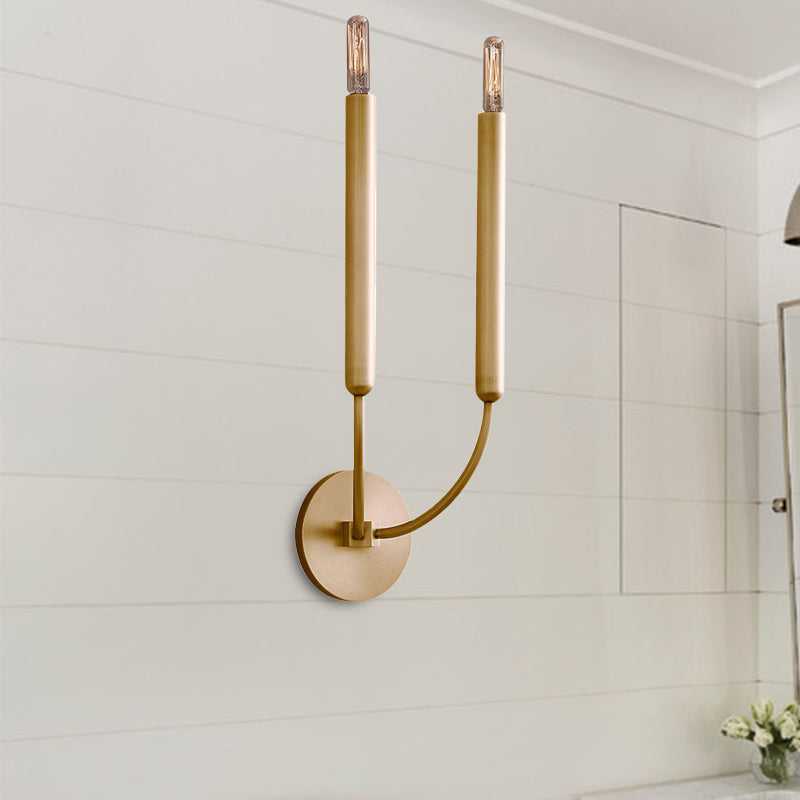 1/2 Lampen Tube Wandlamp Traditionele Metalen Wandlamp in Zwart/Brass voor de Eetkamer