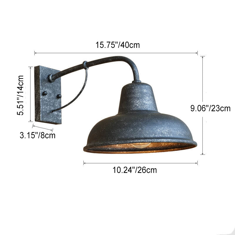 Vintage IJzeren Schuur Waterdichte Buiten 1-Licht Wandlamp