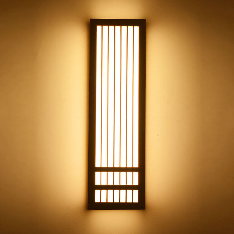 Eenvoudige Massief Houten Rechthoekige 1-Licht Japanse Wandlamp