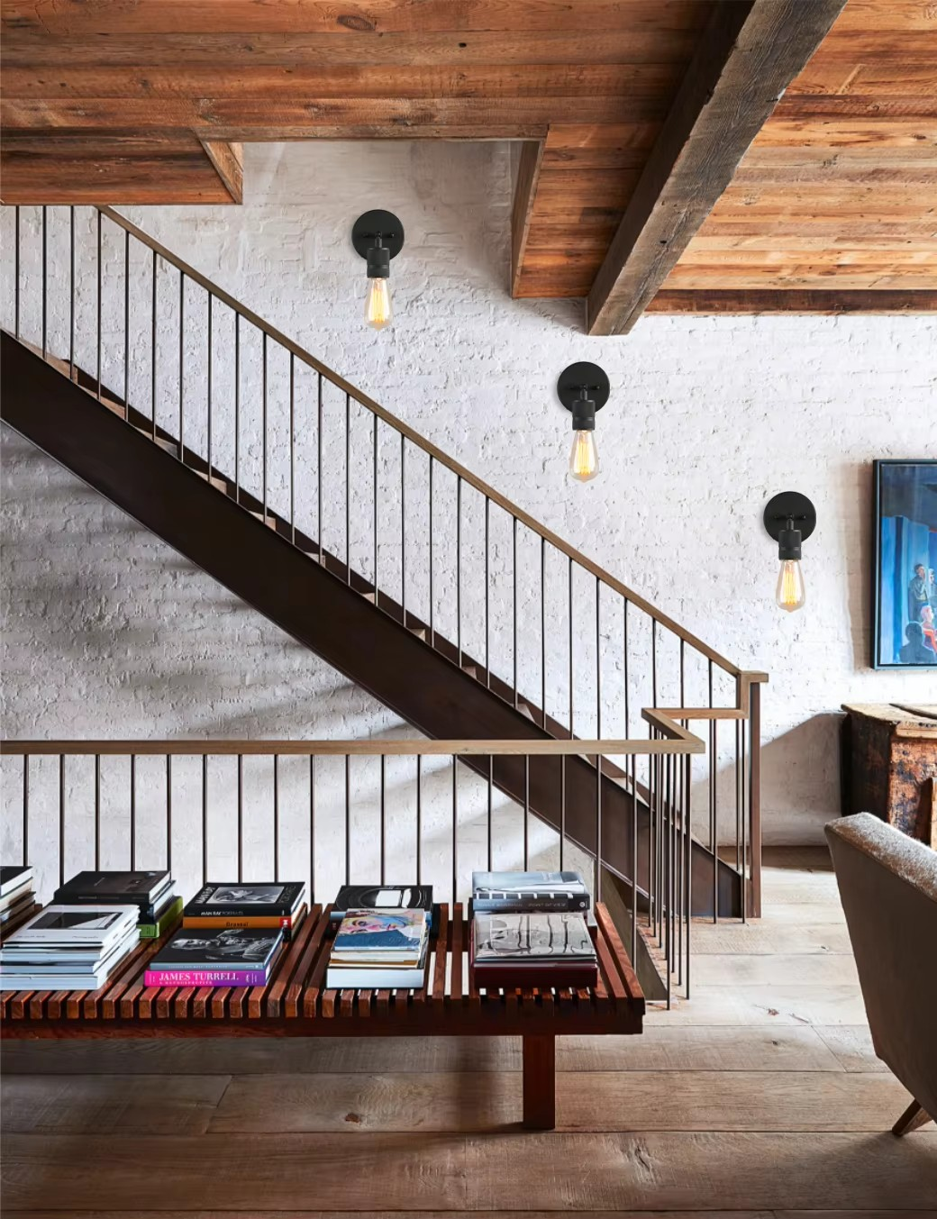 1-lichts Wandlamp Industrieel Antiek Messing Afgewerkt