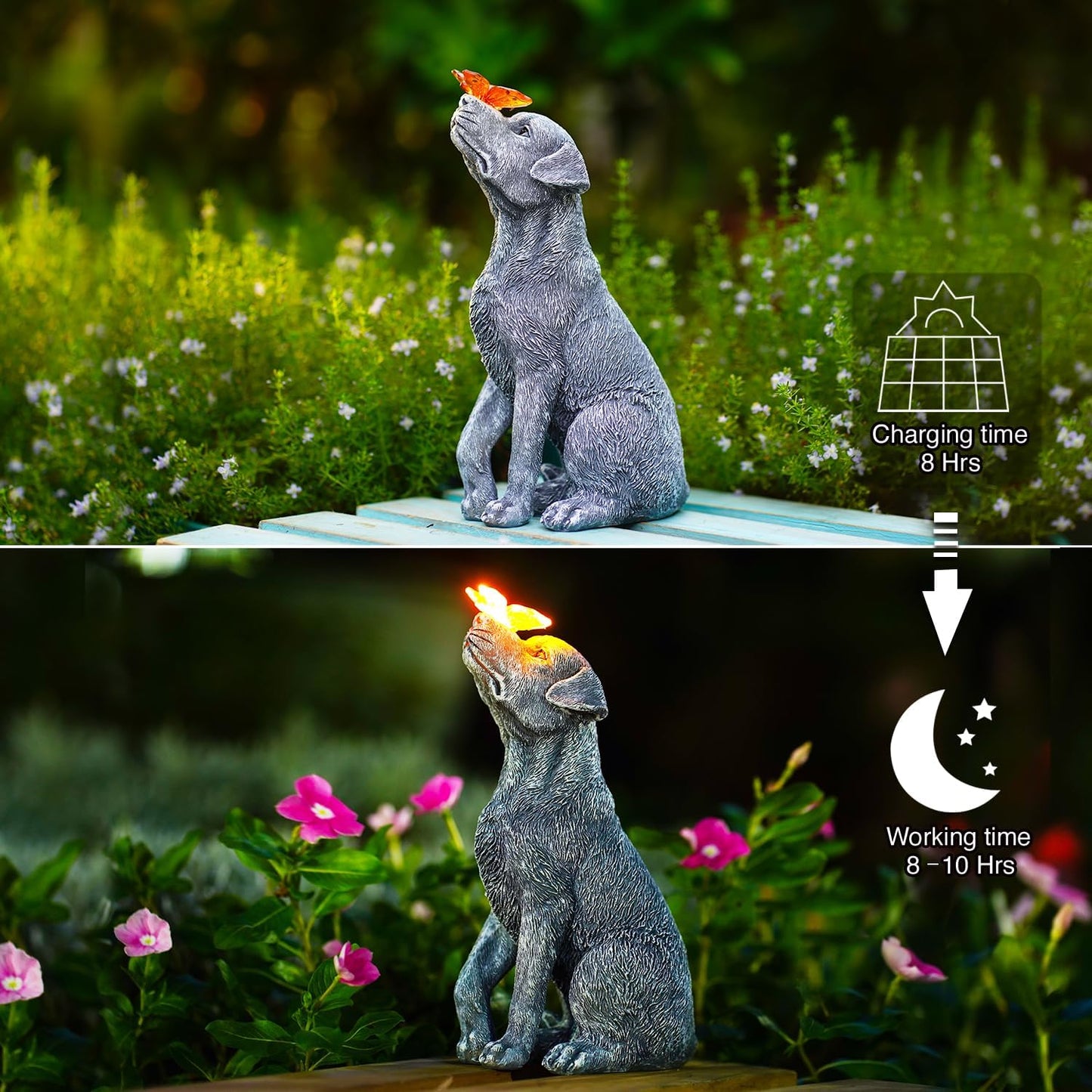 Hond met LED Tuindecoraties Met Zonnebloem