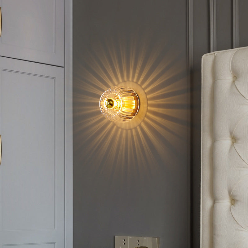 Moderne Luxe Glazen Zonvorm Volledig Koper Dubbel Doel 1-Licht Plafondlamp