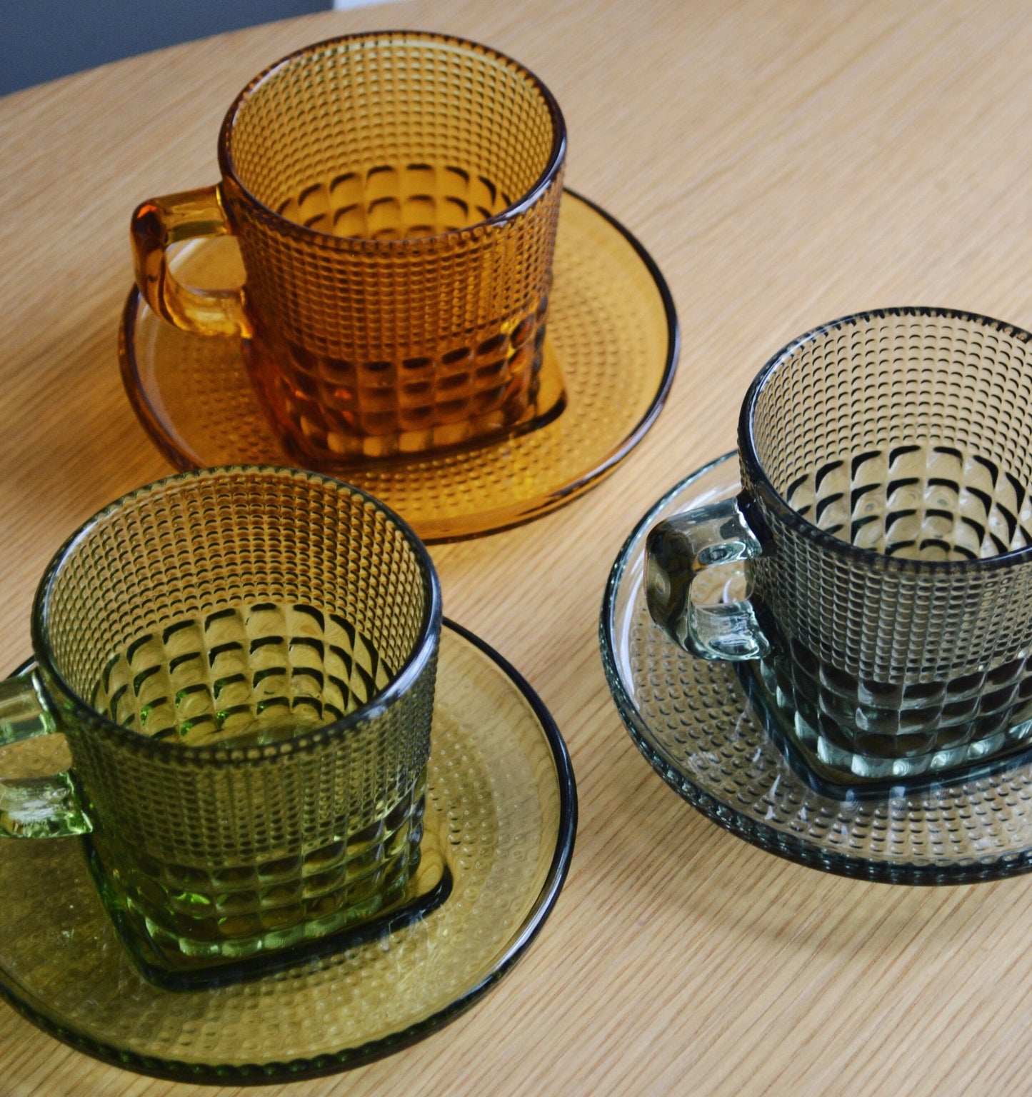 1pc Glazen Kop en Schotel - Drie Kleuren Beschikbaar