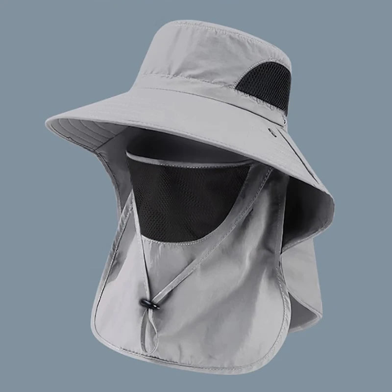Zonnehoed – vissershoed met nekflap, ademend, brede rand, uv-bescherming, voor buitenactiviteiten, reizen en vakantie