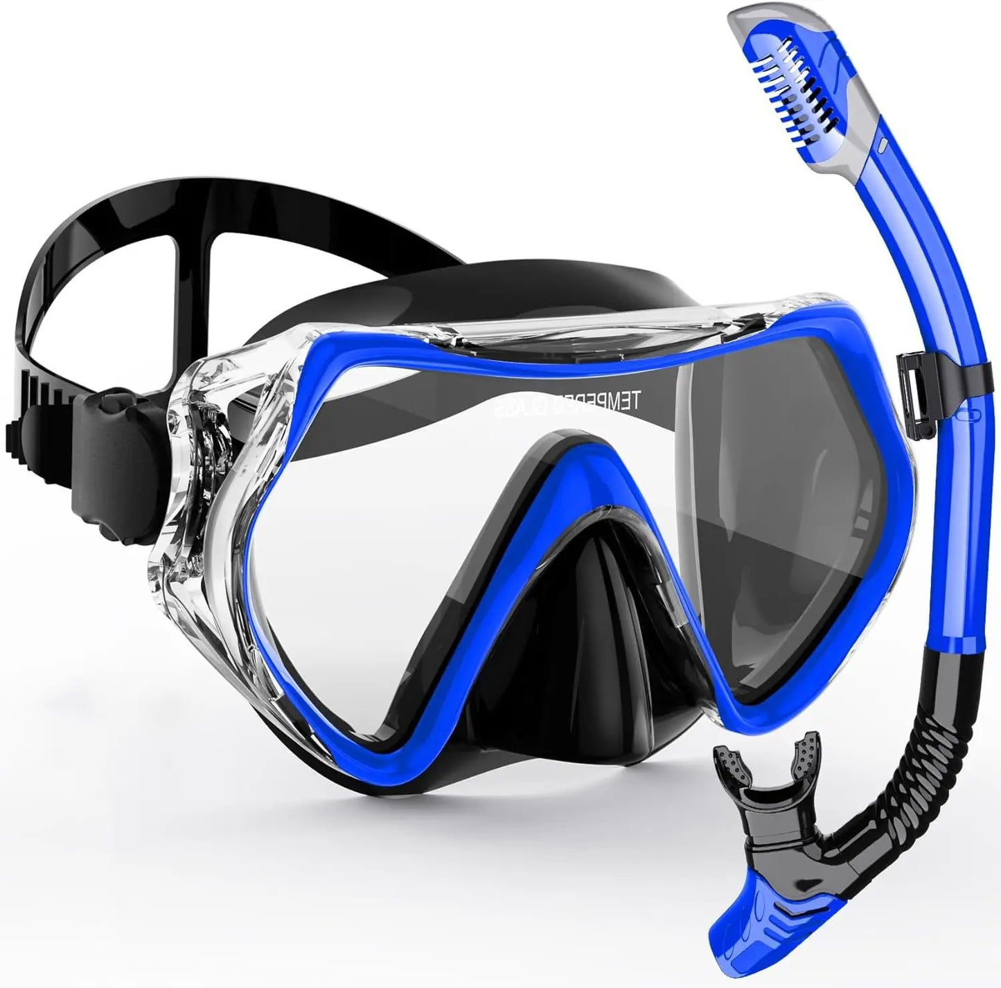 AquaVision Snorkelmaskerset voor Volwassenen | Antifog & Schokbestendig | Siliconen Rand & Trockensnorkel | 180° Gezichtsveld