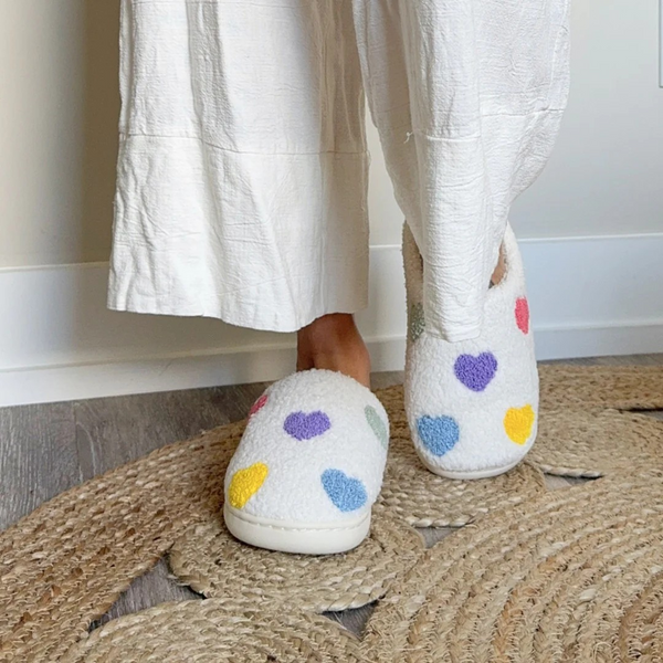 Schattige Kleur Hart Slippers Comfortabel Plat