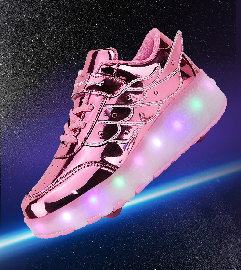 Lichtgevende Rolschaats Sneakers met Vleugels – USB Oplaadbaar voor Meisjes en Tieners