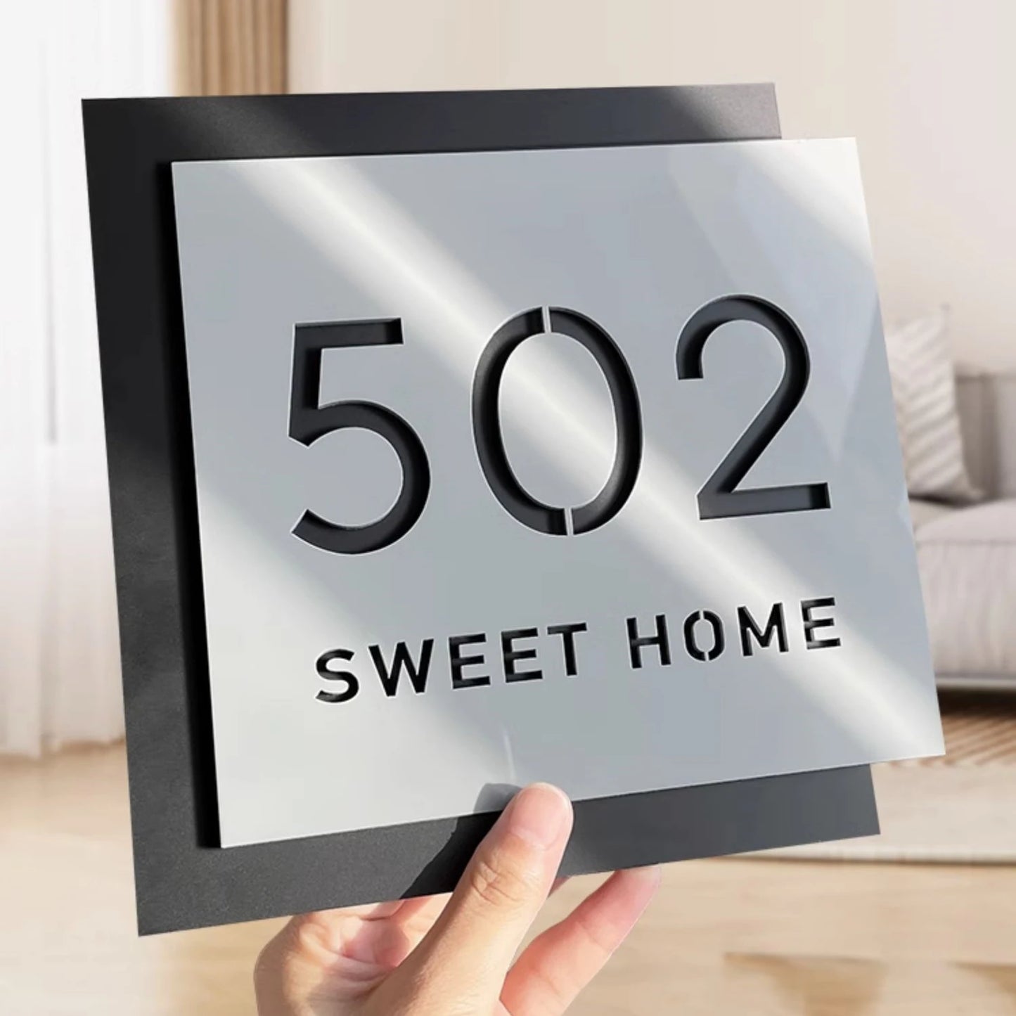 Acryl Uniek Huisnummerbordje Square