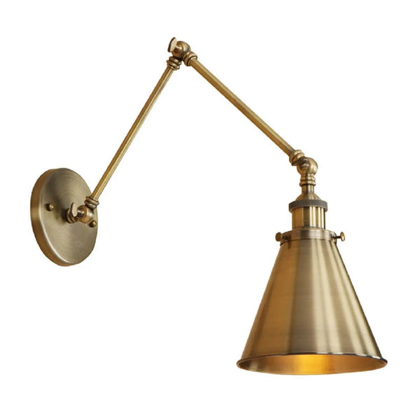 Vintage Industriële Kegelvormige Verstelbare Wandlamp met Lange Arm