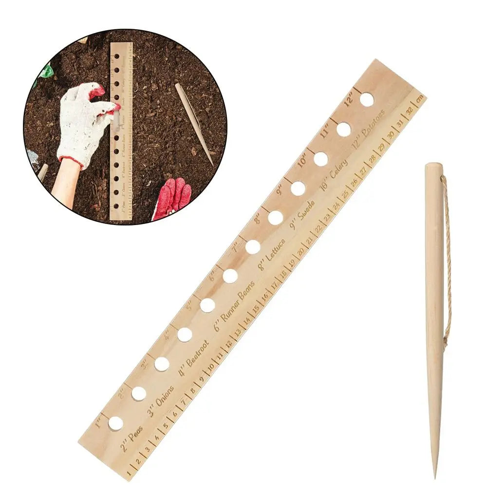 Houten Zaadafstand liniaal en Dibber Gereedschap