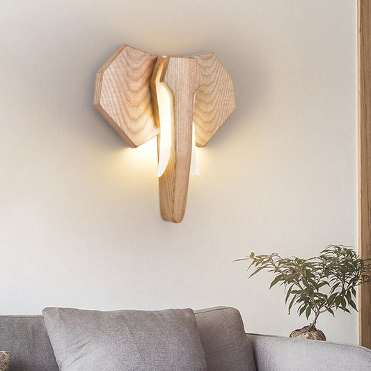 Houten Olifant Wandlamp