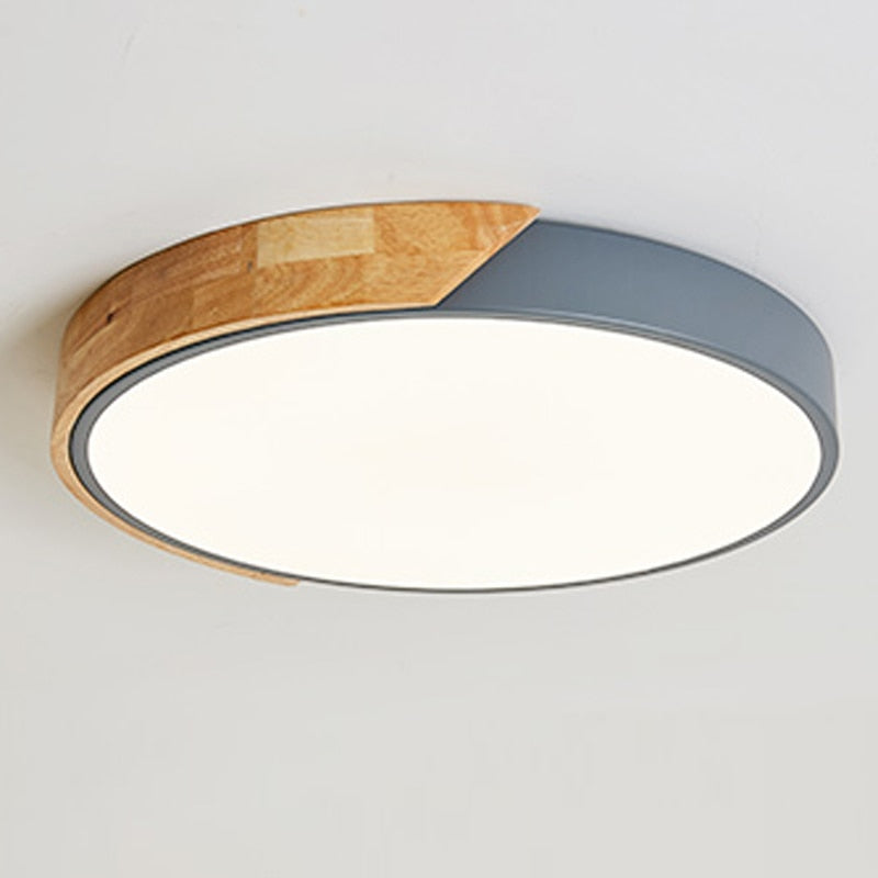 Zwart en hout plafondlamp