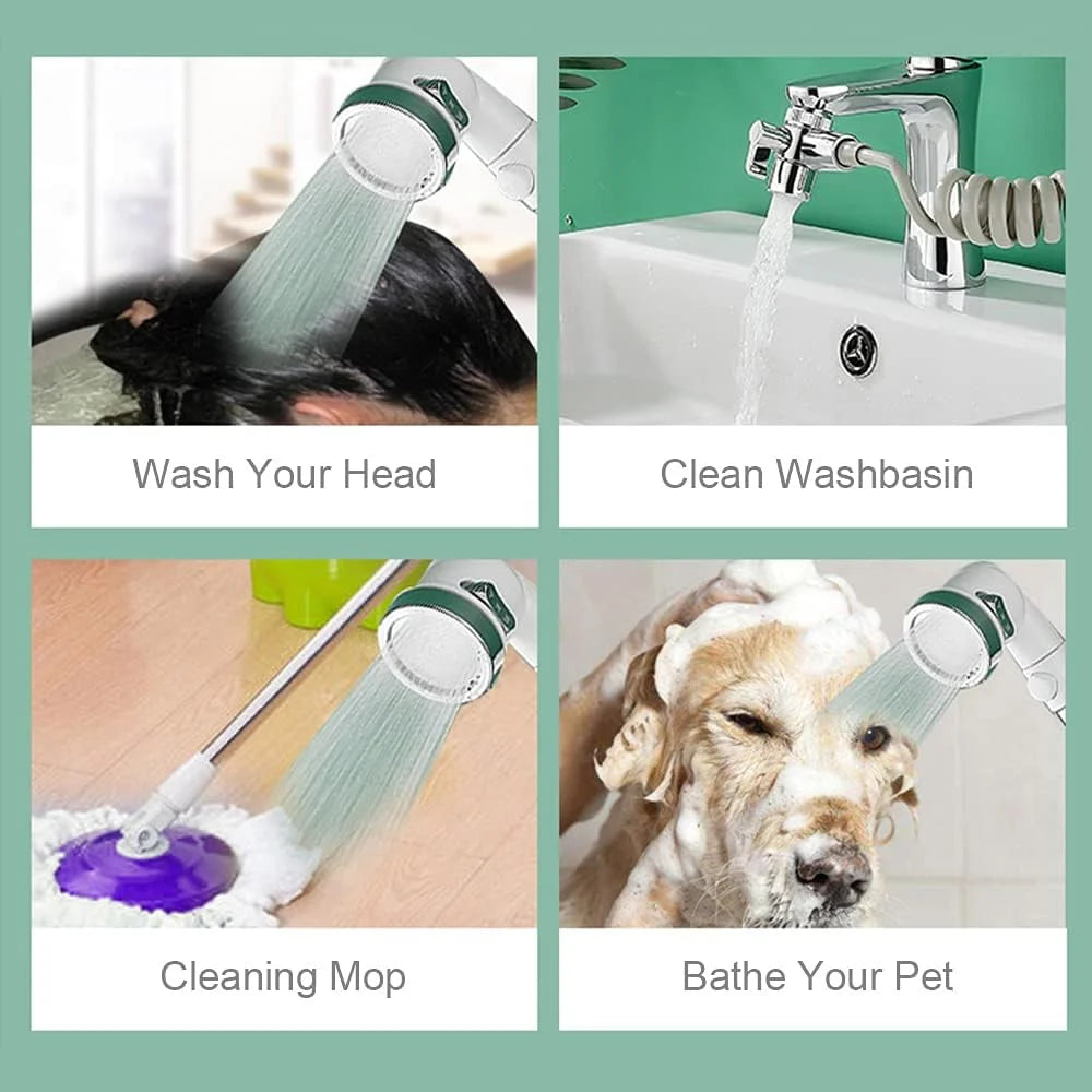 3 in 1 Flexibele Handdoucheset met Stopknop