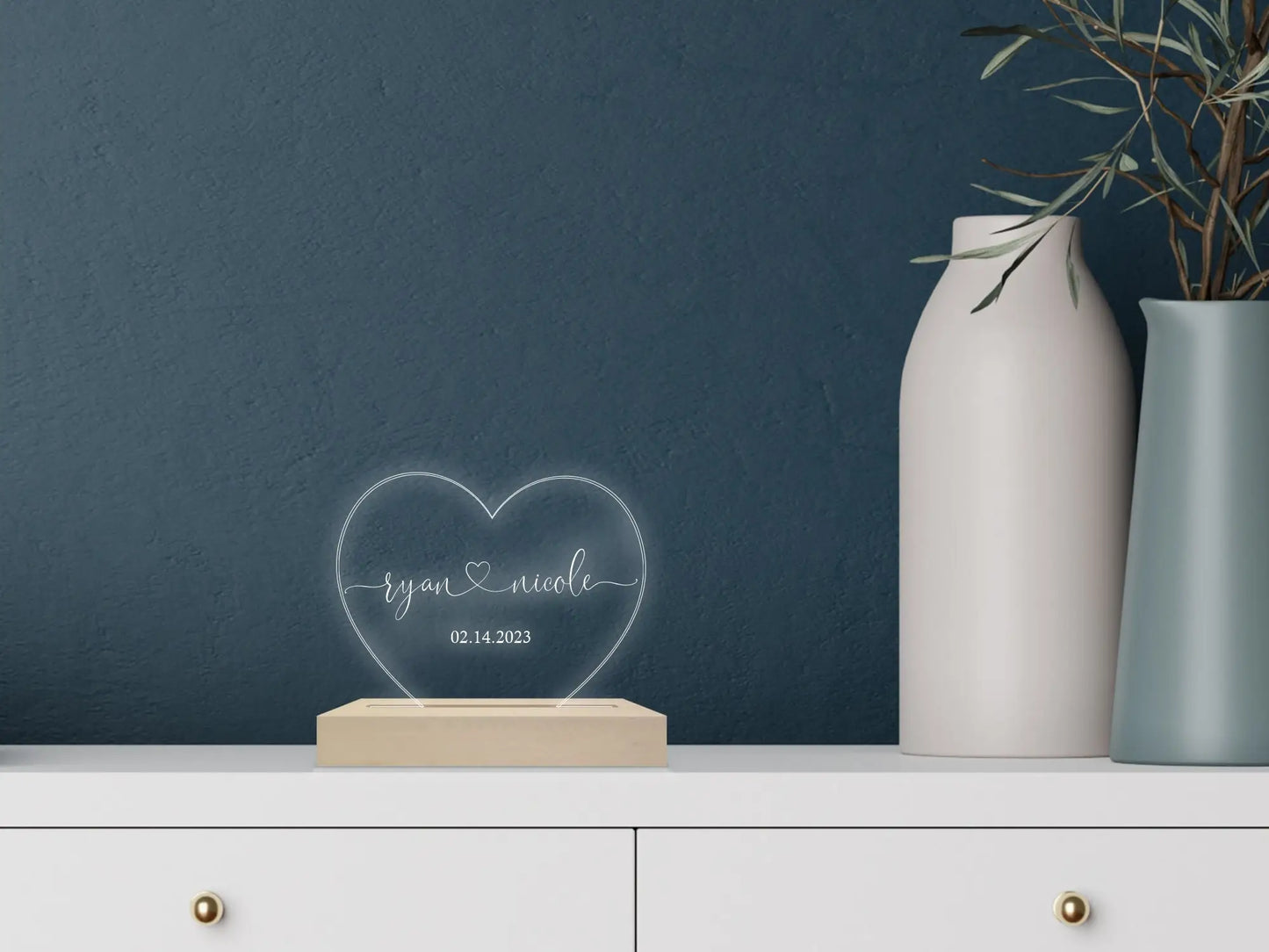 Gepersonaliseerd Op Maat Gemaakt Nachtlampje Hartje Liefde