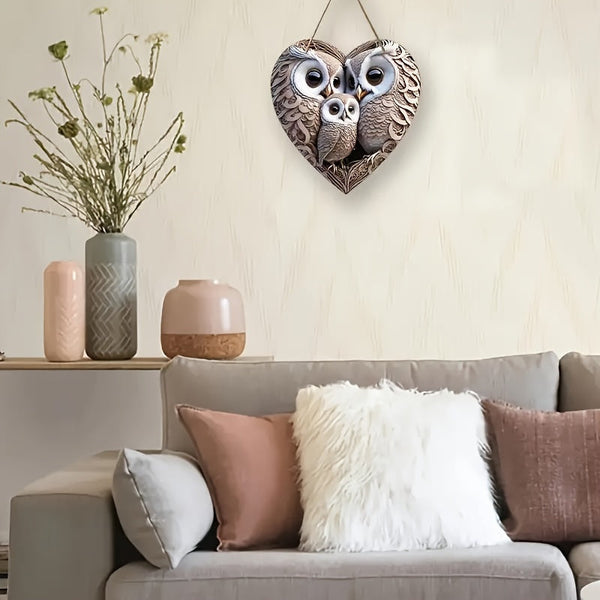 Rustiek Houten Uilenfamilie