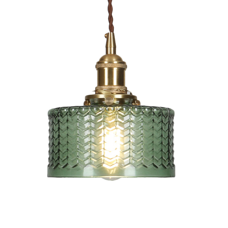 Vintage Groen Glas Koperen Hanglampen
