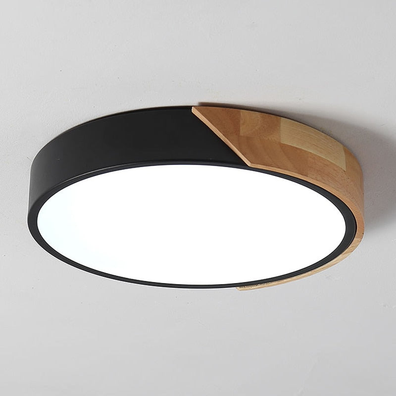 Zwart en hout plafondlamp