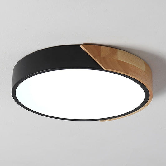 Zwart en hout plafondlamp