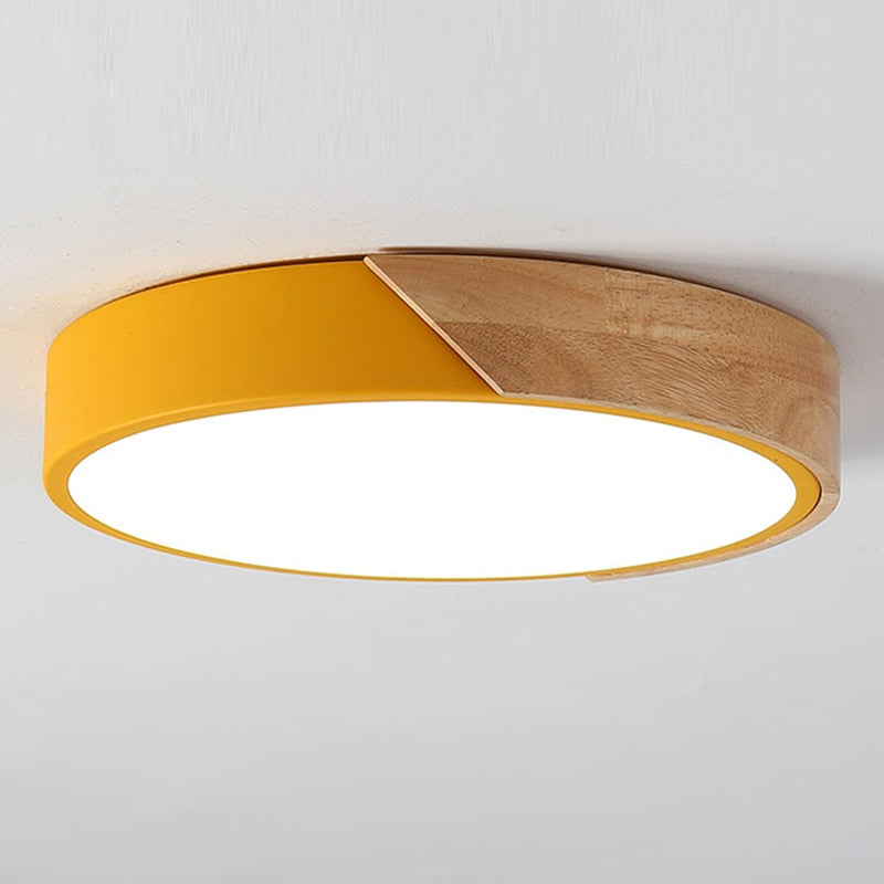 Zwart en hout plafondlamp