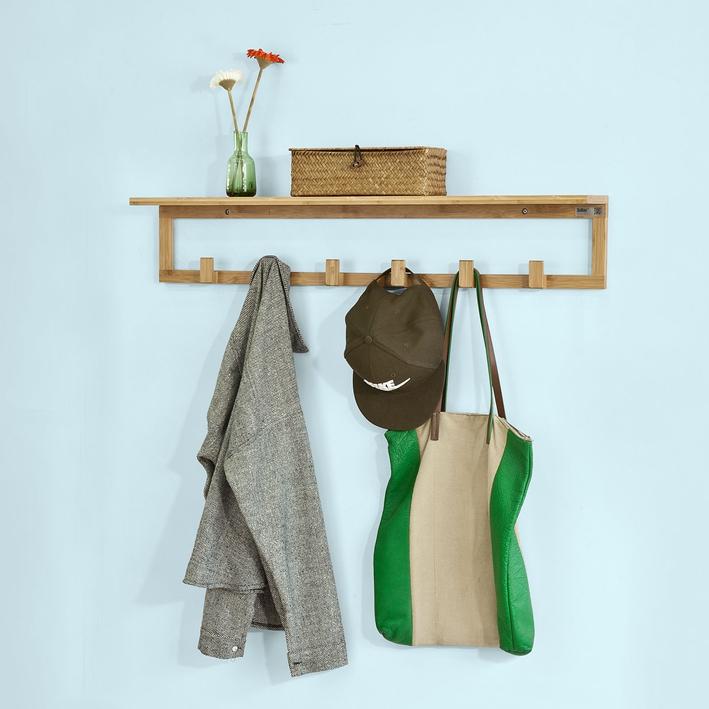 Stevige en Lichtgewicht Bamboe Wandrek met 6 Haken