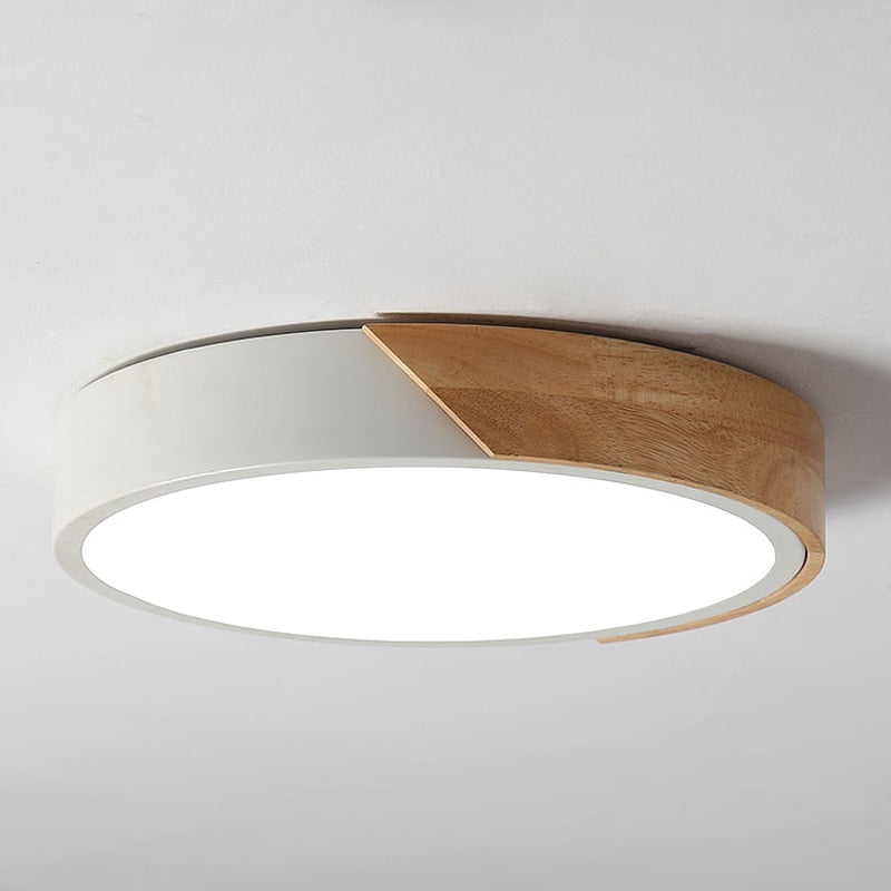 Zwart en hout plafondlamp