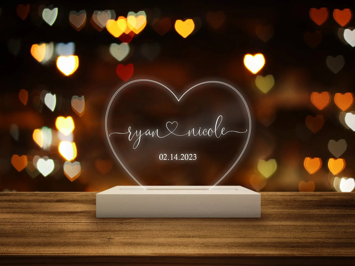 Gepersonaliseerd Op Maat Gemaakt Nachtlampje Hartje Liefde