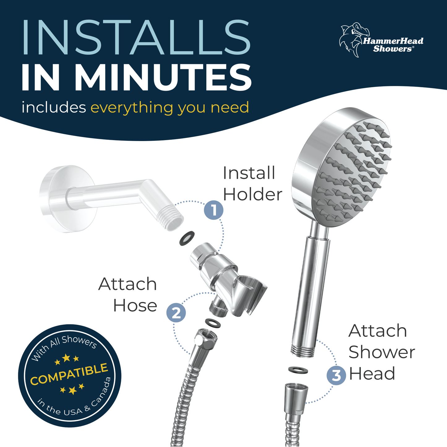 Metalen hogedruk handdouchekop