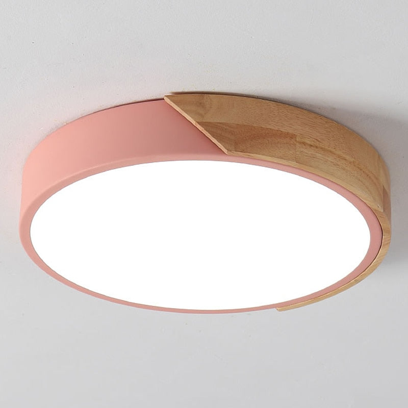 Zwart en hout plafondlamp