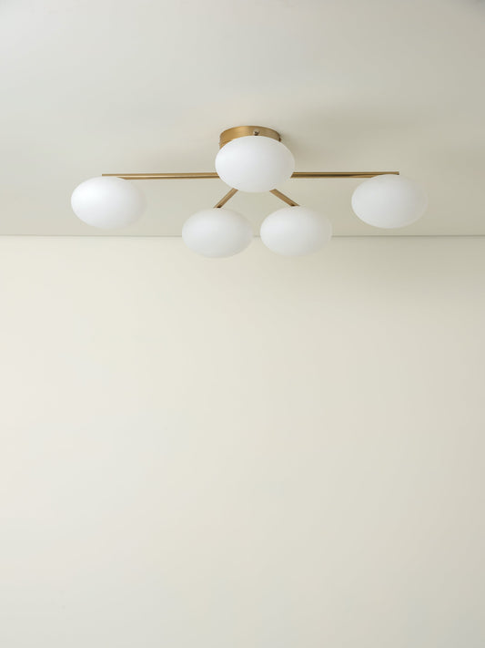 Stijlvolle 5-lichts messing plafondhanger