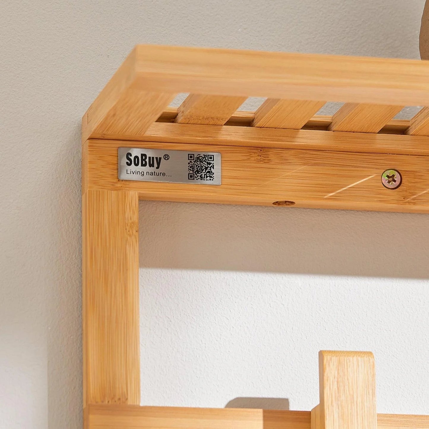 Stevige en Lichtgewicht Bamboe Wandrek met 6 Haken