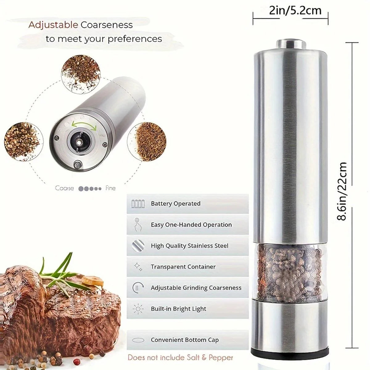 Elektrische Peper- en Zoutmolen Set