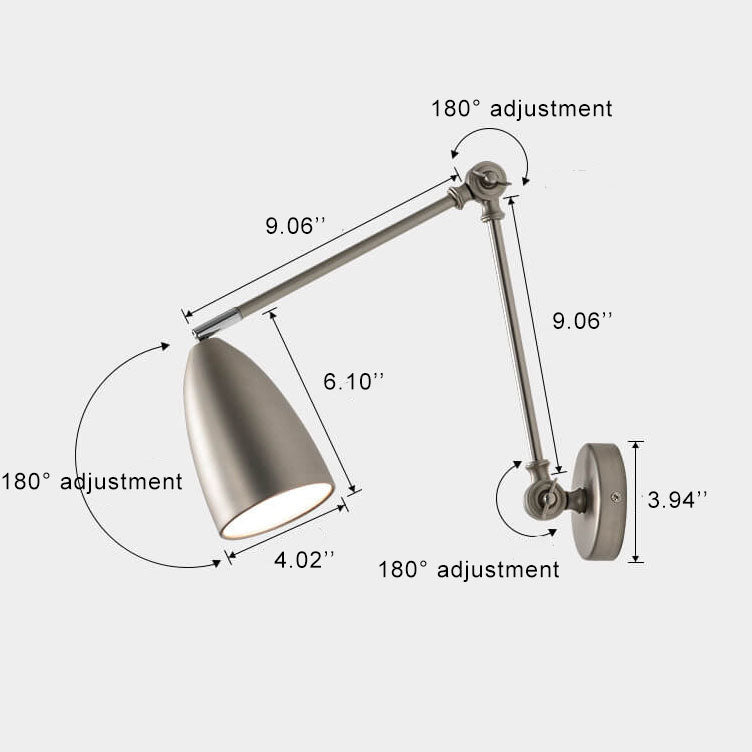 Vintage industriële Zwenkarm Wandlamp