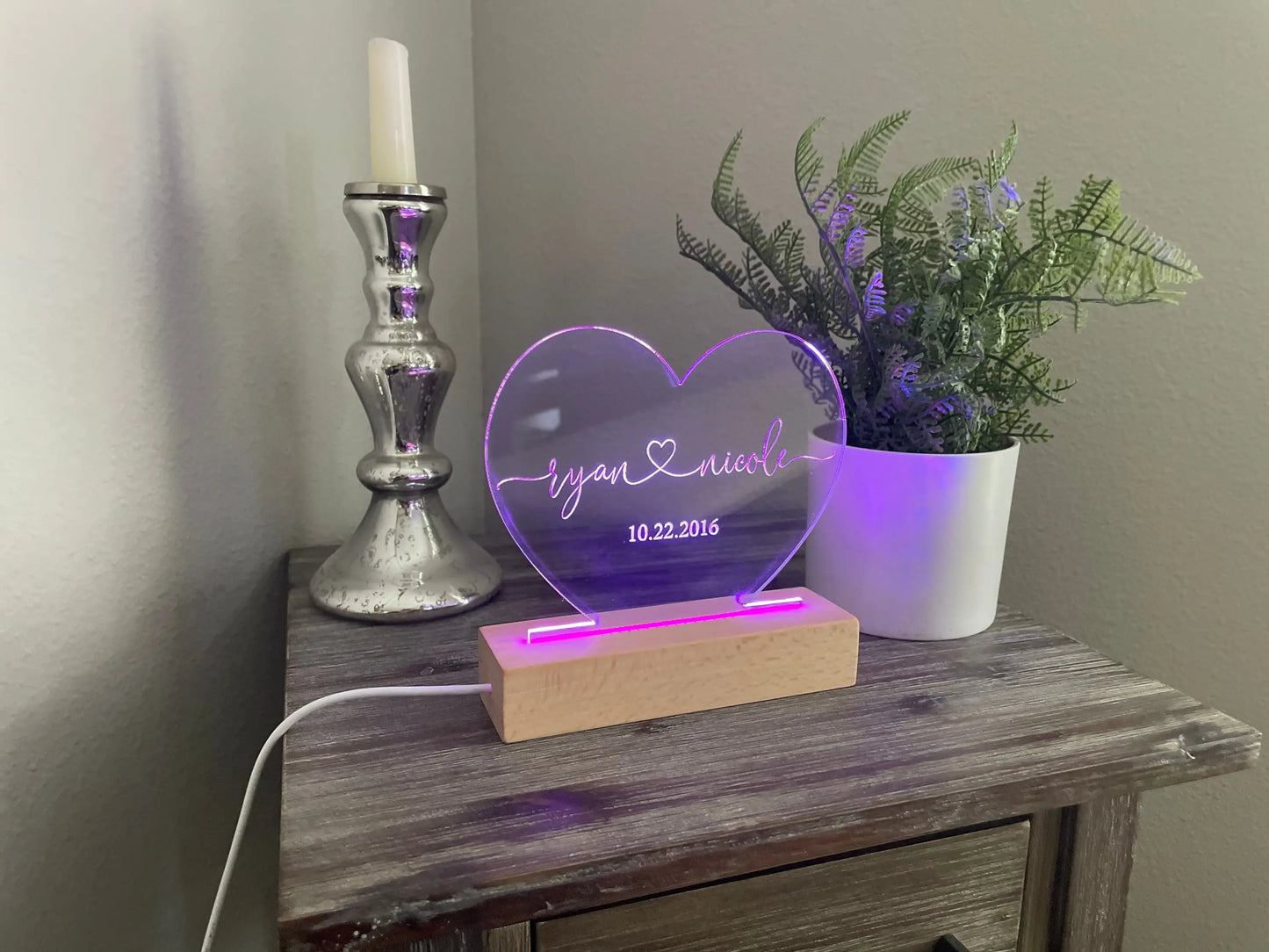 Gepersonaliseerd Op Maat Gemaakt Nachtlampje Hartje Liefde