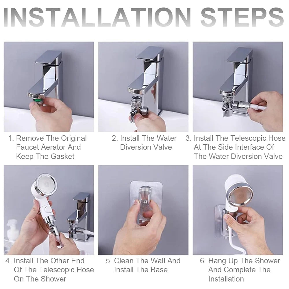 3 in 1 Flexibele Handdoucheset met Stopknop