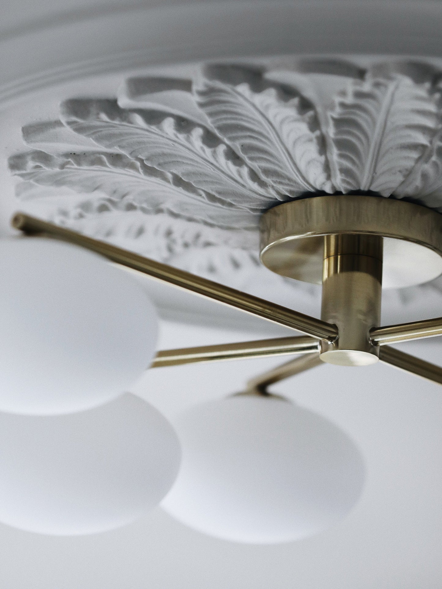 Stijlvolle 5-lichts messing plafondhanger