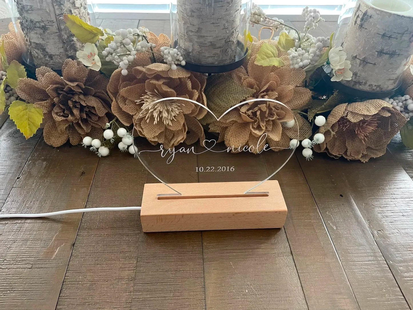 Gepersonaliseerd Op Maat Gemaakt Nachtlampje Hartje Liefde