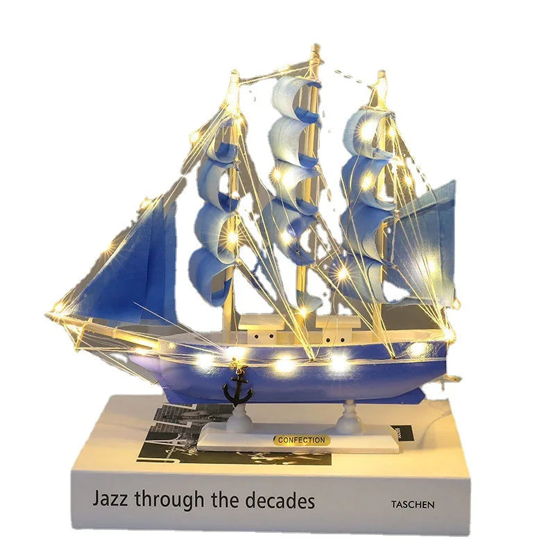 Handgemaakte Houten Boot Vlot Zeil – Nautisch Decor voor Jouw Ruimte