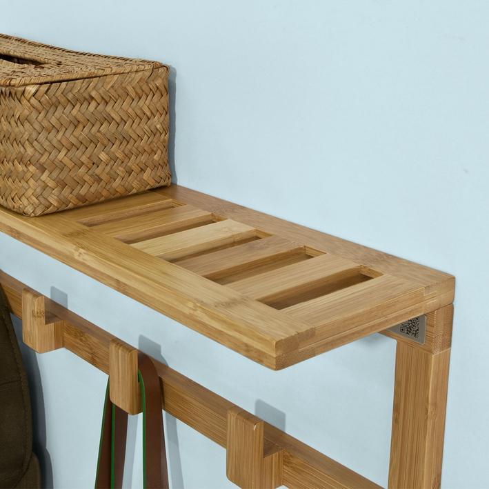 Stevige en Lichtgewicht Bamboe Wandrek met 6 Haken