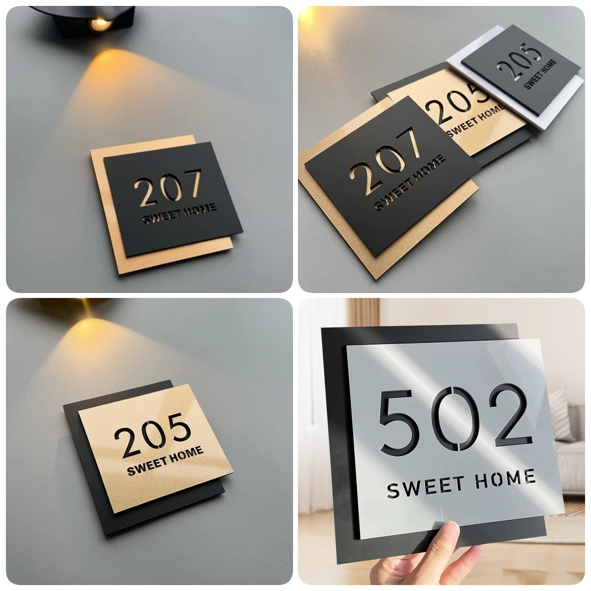 Acryl Uniek Huisnummerbordje Square