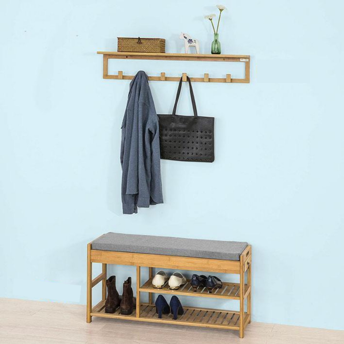 Stevige en Lichtgewicht Bamboe Wandrek met 6 Haken