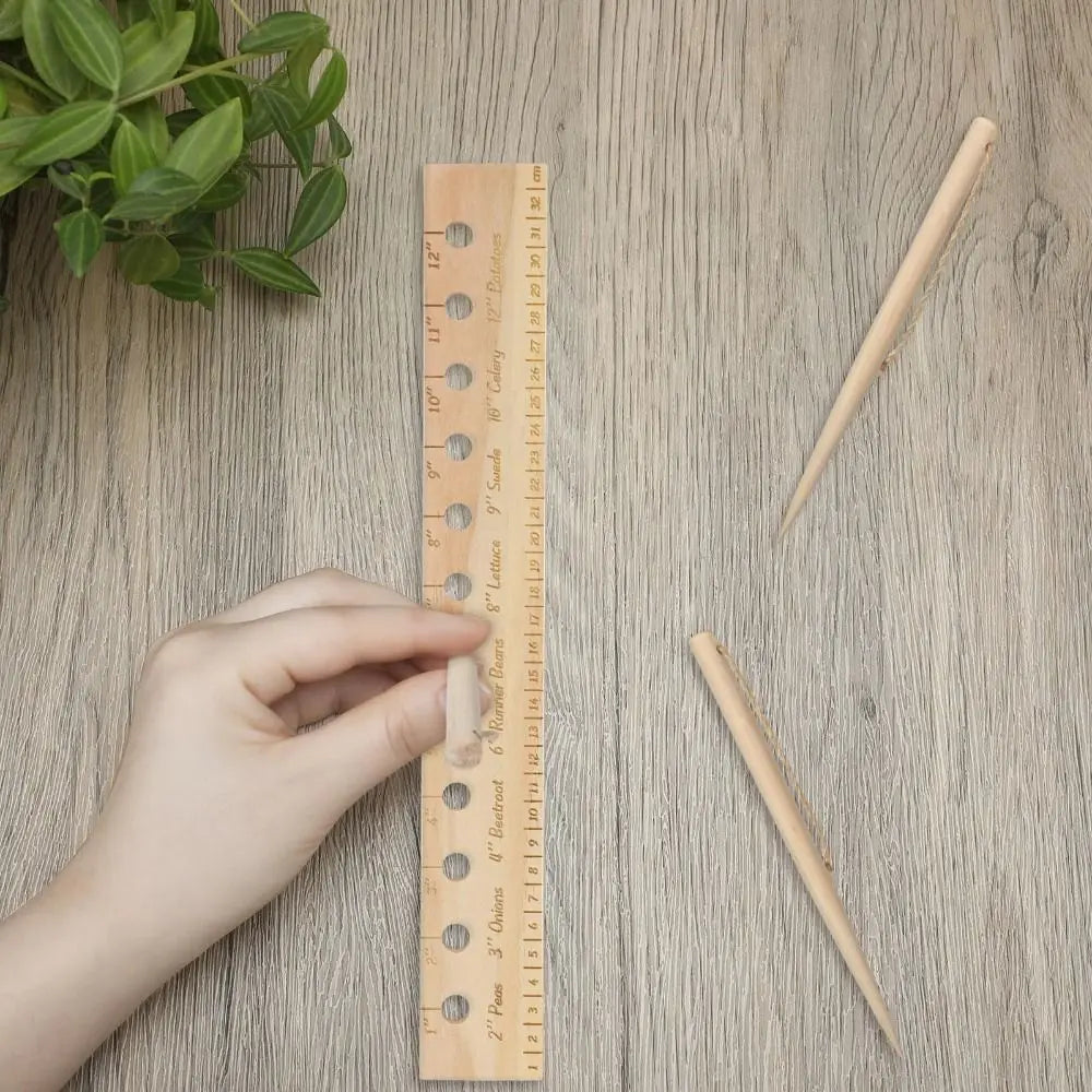 Houten Zaadafstand liniaal en Dibber Gereedschap