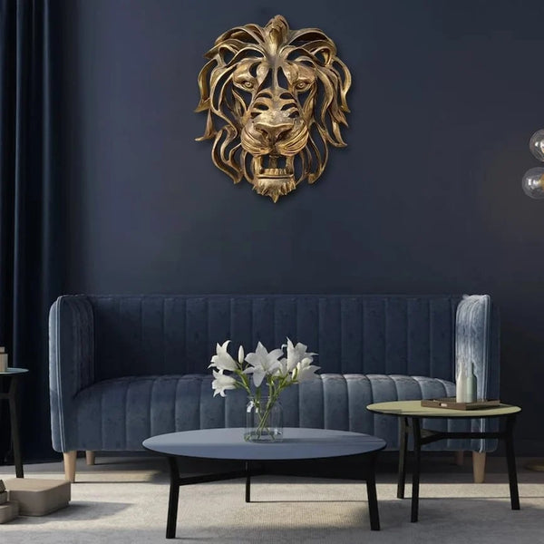 Gouden Leeuwenkop Muurdecoratie