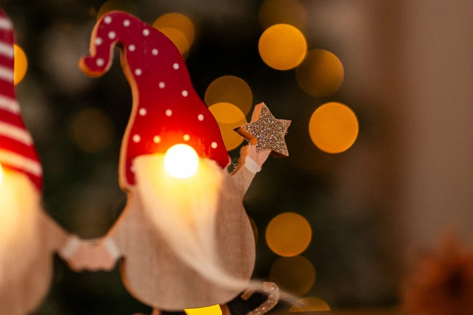 29 cm Houten Gonk Kerstman LED Bord