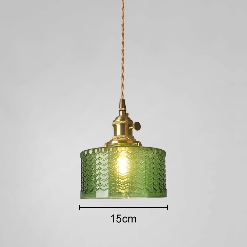Vintage Groen Glas Koperen Hanglampen