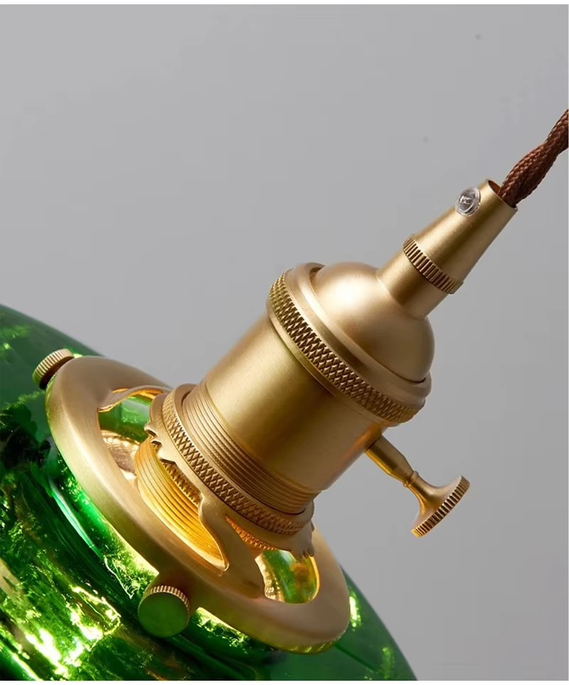 Vintage Groen Glas Koperen Hanglampen