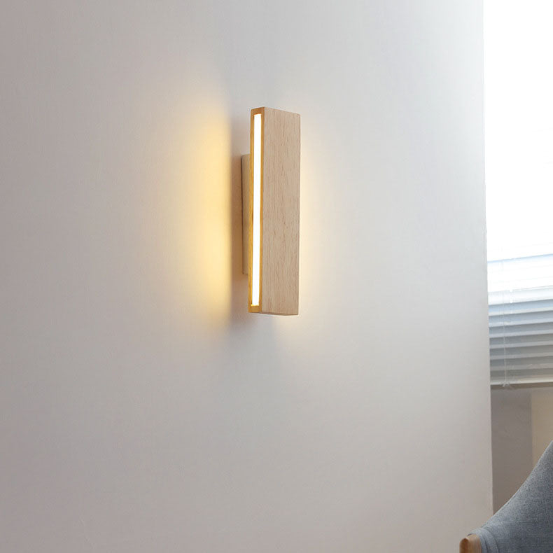 Japanse Minimalistische Log Rechthoekige Platte Draaibare LED Wandlamp