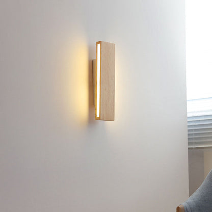 Japanse Minimalistische Log Rechthoekige Platte Draaibare LED Wandlamp