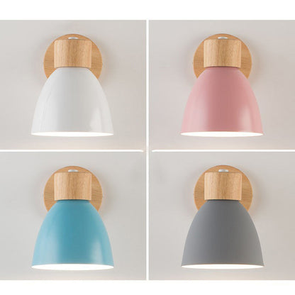 Moderne Minimalistische Effen Kleur Macaron IJzeren Houten 1-Licht Wandlamp